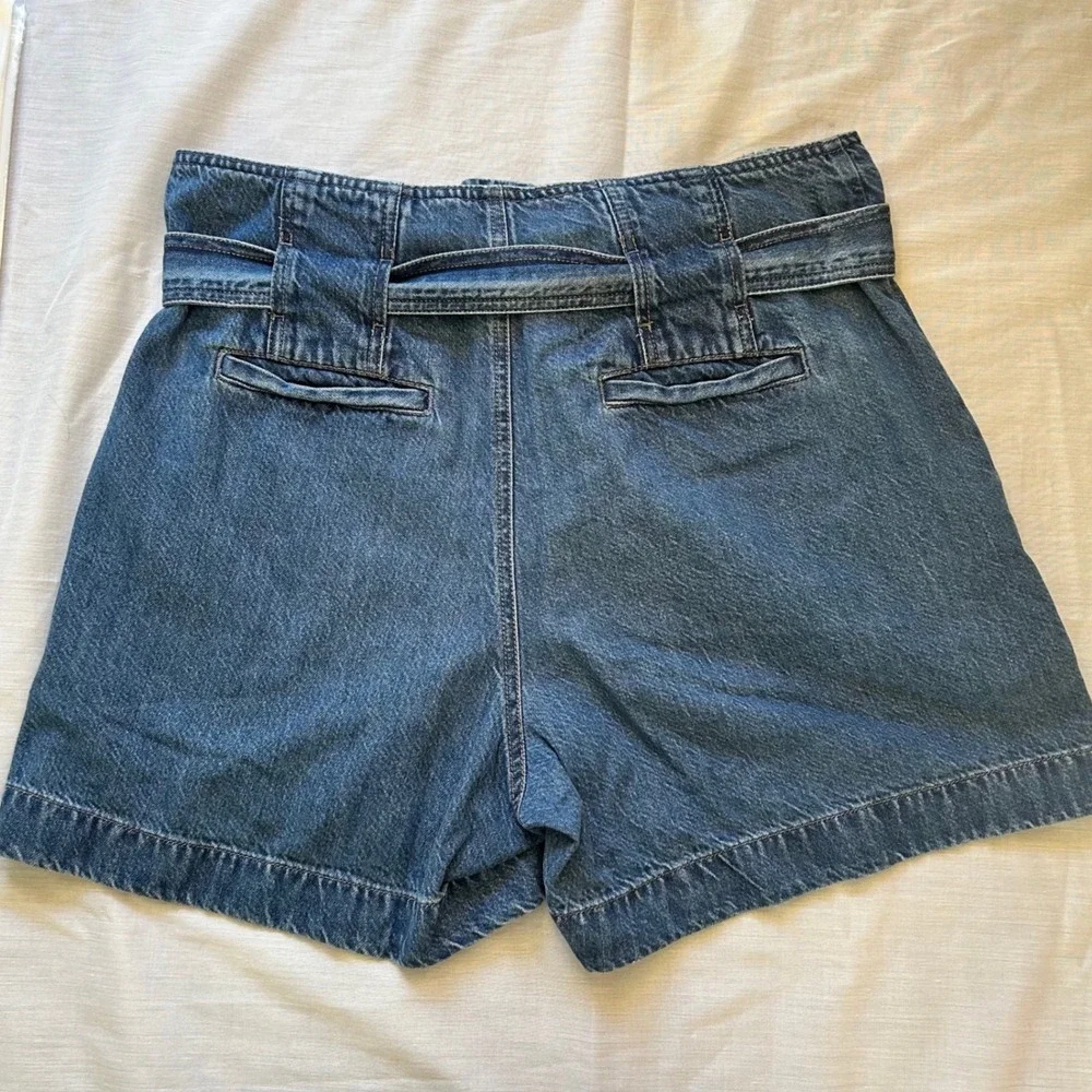 Lauren Ralph Lauren Denim Shorts Womens 14 Blue Paperbag Waist Belted High Rise
